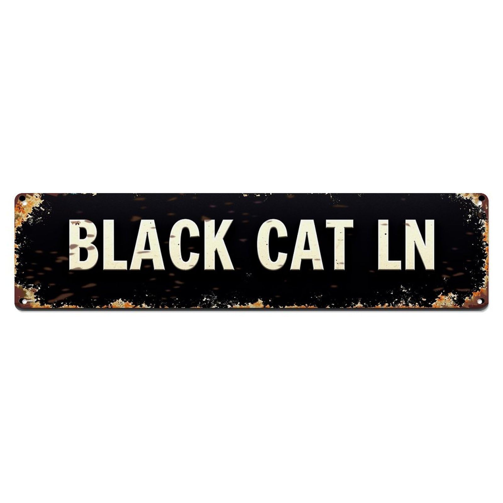 Black Cat Lane Sign Metal Tin Sign Plaque