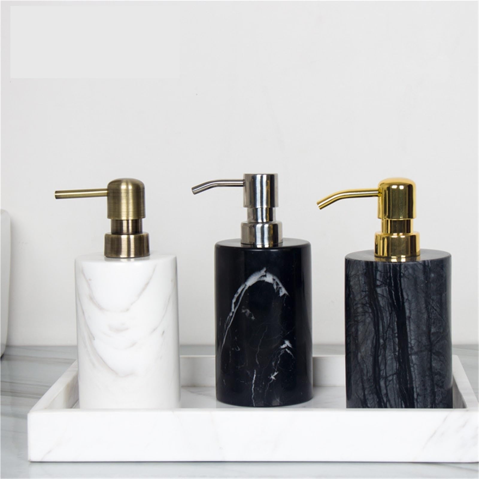 Pompa Soap Dispenser Natural Marble Hand-Polished Pump Bottle Modern Rustic Kitchen Liquid Accessori indispensabili per il bagno(A)