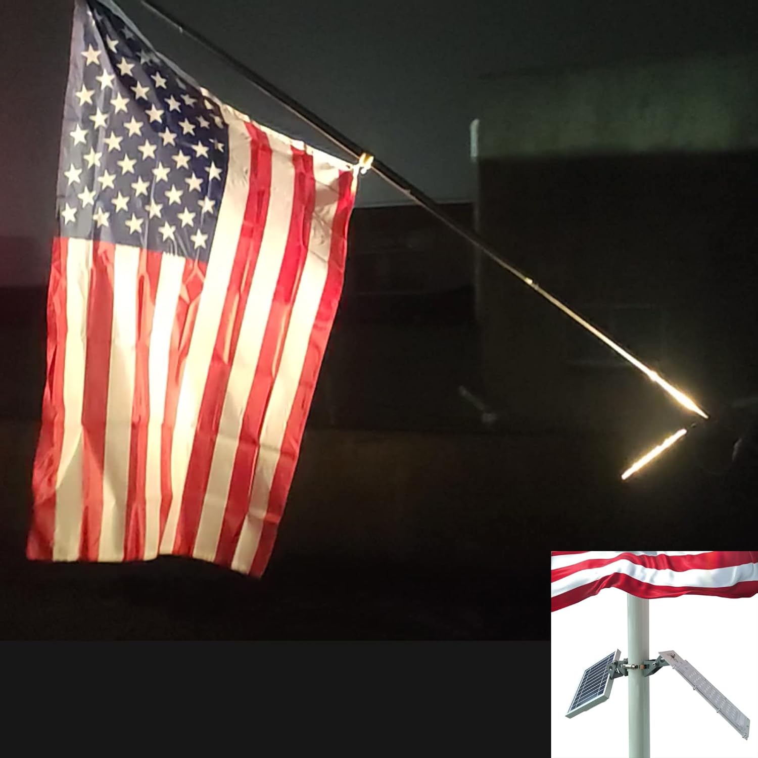 Flag Pole Light Solar Powered Outdoor Waterproof Auto Work Dusk to Dawn 36LED Warm White for Max 3 inch Pole Flood Spot Lights American Bright for Outside Garden Yard Patio