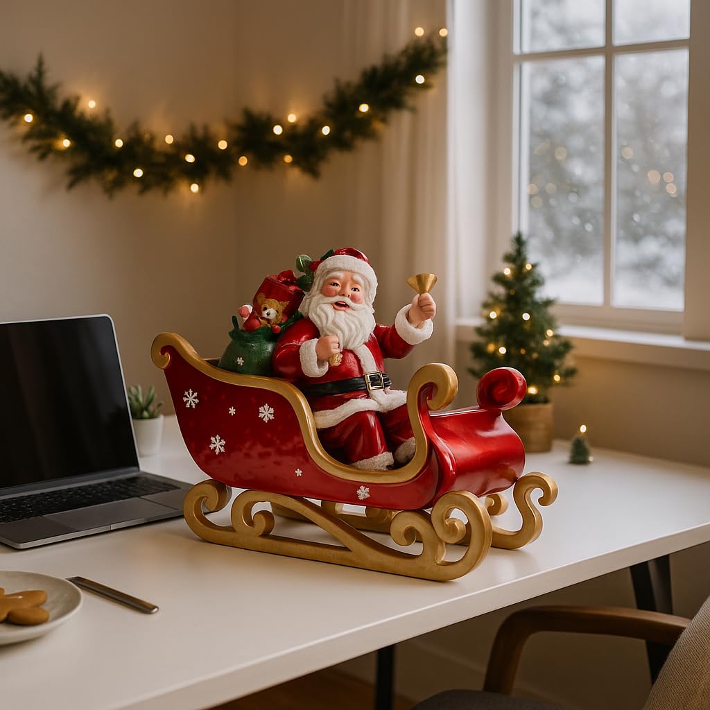 Magie di Natale Babbo Natale sulla Slitta per Decorazioni Natalizie da 64x26x60