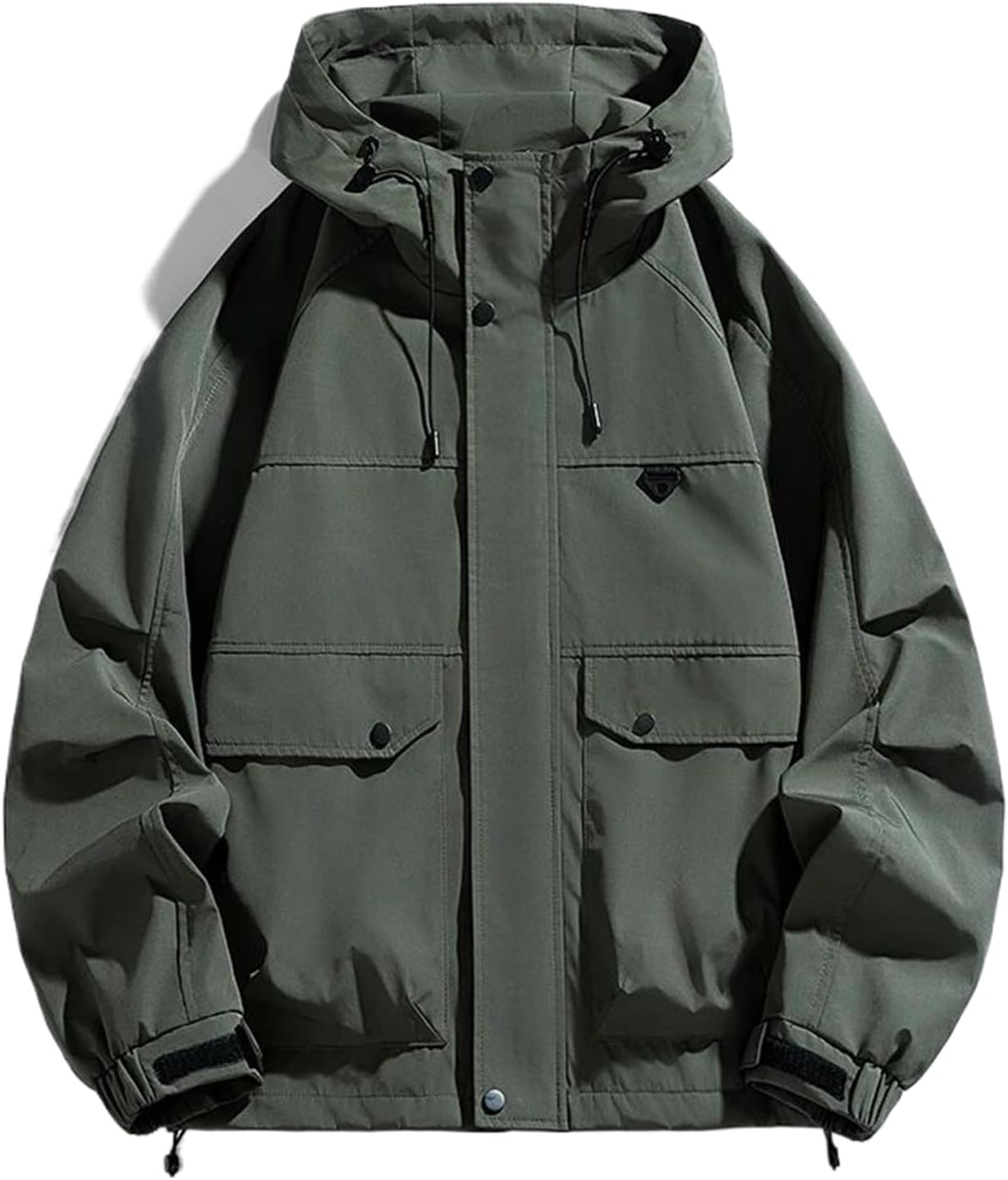 Men Jacket Hooded Big Pocket Windbreaker Trench Coats Oversize Plus Size Camping Loose Thin Male Outerwear