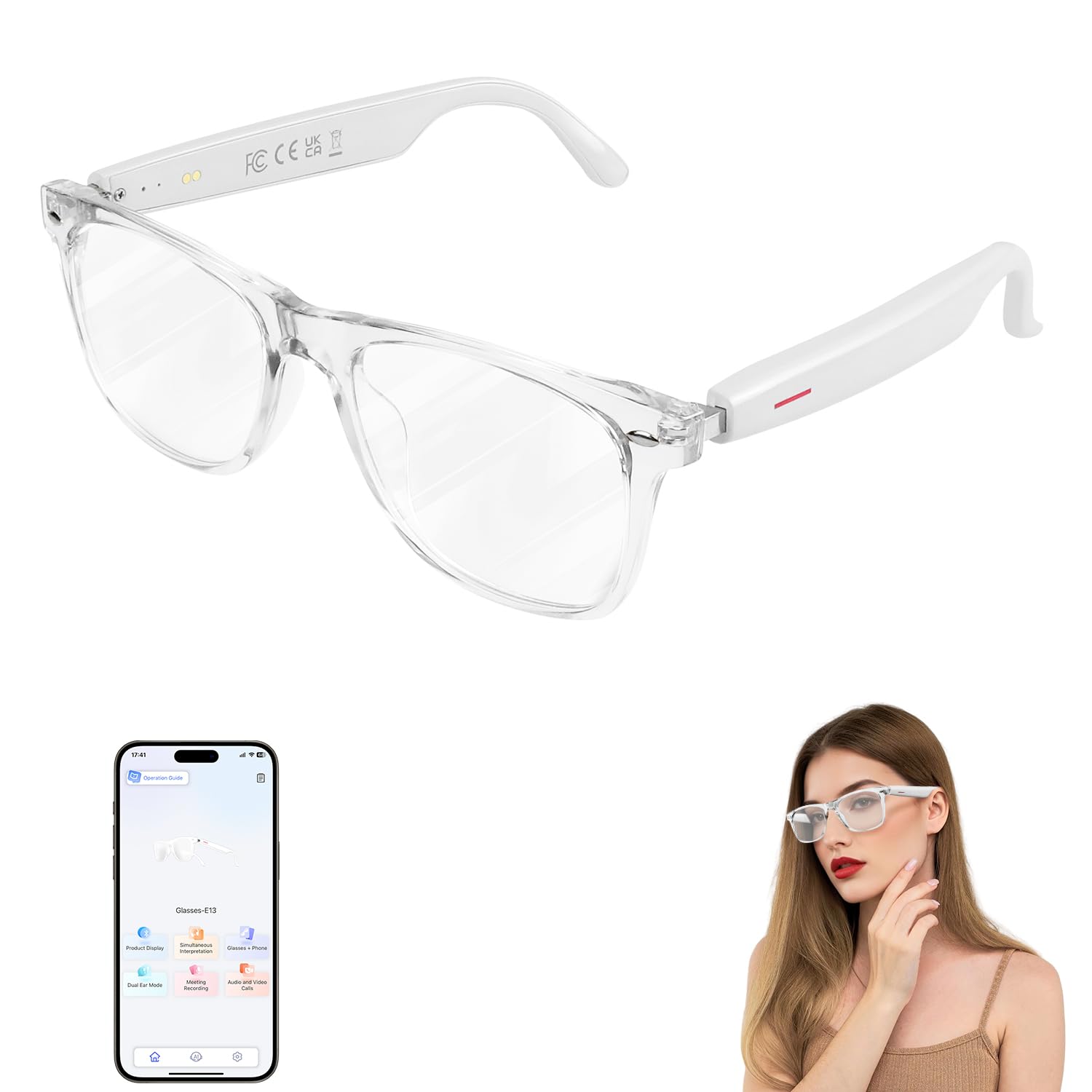 Smart Glasses AI Bluetooth Glasses for Women Men with 144 Language Instant Translation Interpretation Blue Light Filtering Photochromic