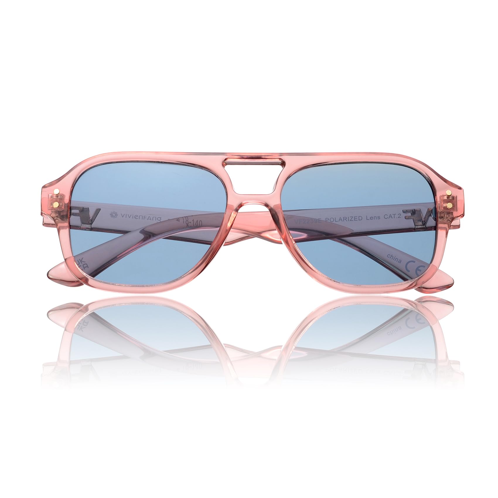 OUWEN Polarisierte, quadratische Piloten-Sonnenbrille für Damen und Herren, trendige, rechteckige Designer-Sonnenbrille, 70er-Jahre-Sonnenbrille, OW2239