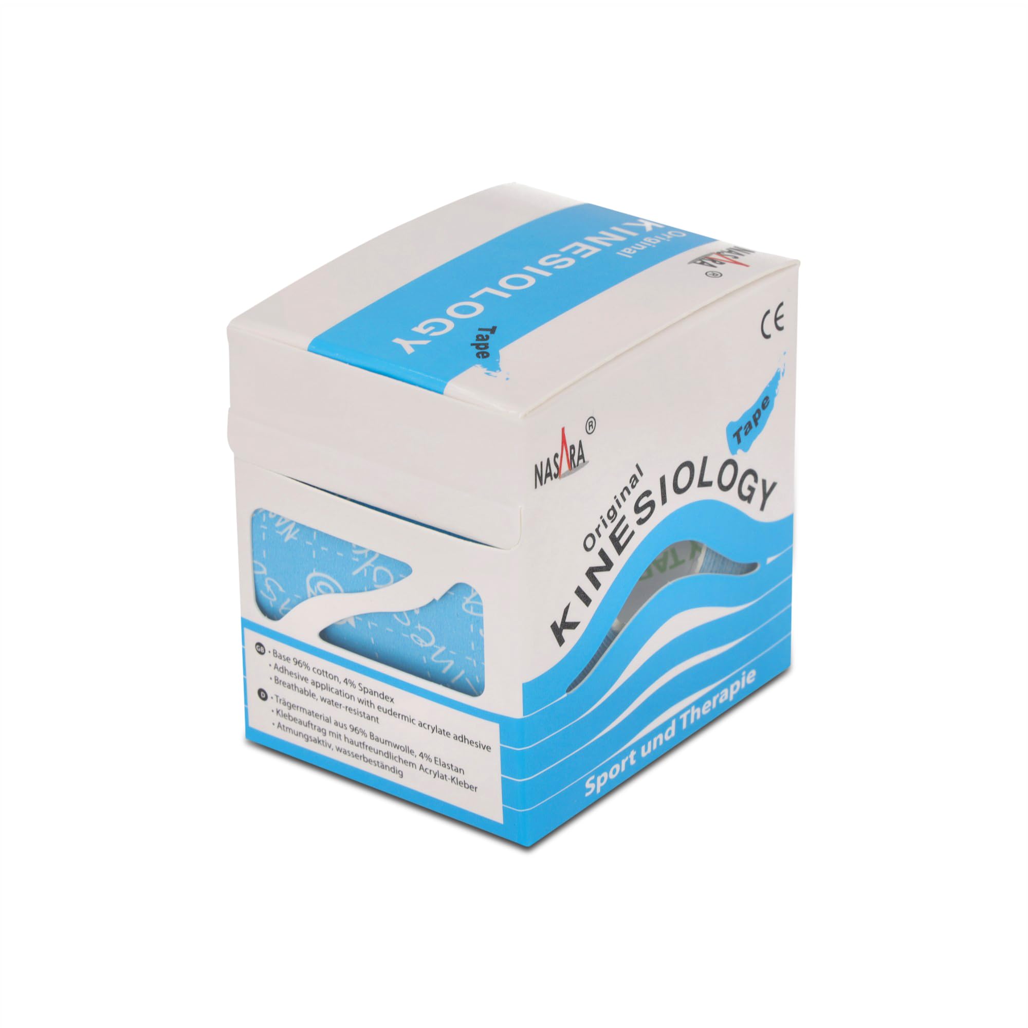 Nasara Original Kinesiology Physio Sport Tape: confezione da 6 nastri per lo sport e la medicina, rotolo da 5cm x 5m, turchese