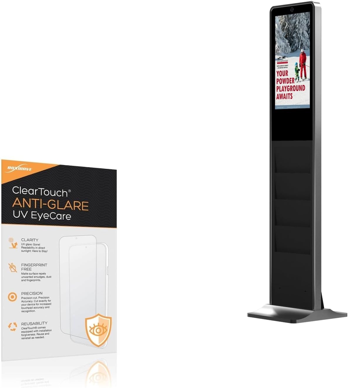 BoxWave Screen Protector Compatible With Eflyn I-Series Floor-Standing Digital Signage (32 in) - ClearTouch Anti-Glare Anti-UV EyeCare (2-Pack), Filters out Harmful Blue Light Reduce Fatigue