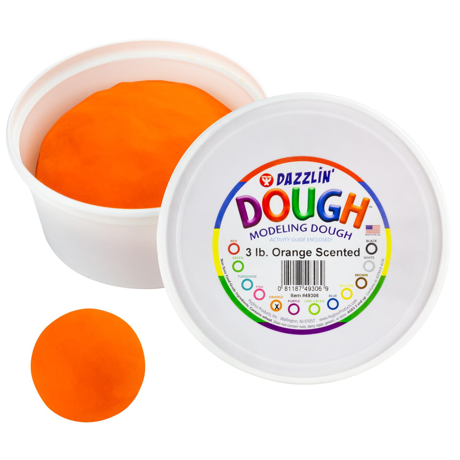 Hygloss Play Modeling Dough - 3lb. - Easter Basket Stuffer - Scented Dough - Safe & Non-Toxic for Kids Arts & Crafts - Party Favors - Classroom Supplies, Orange