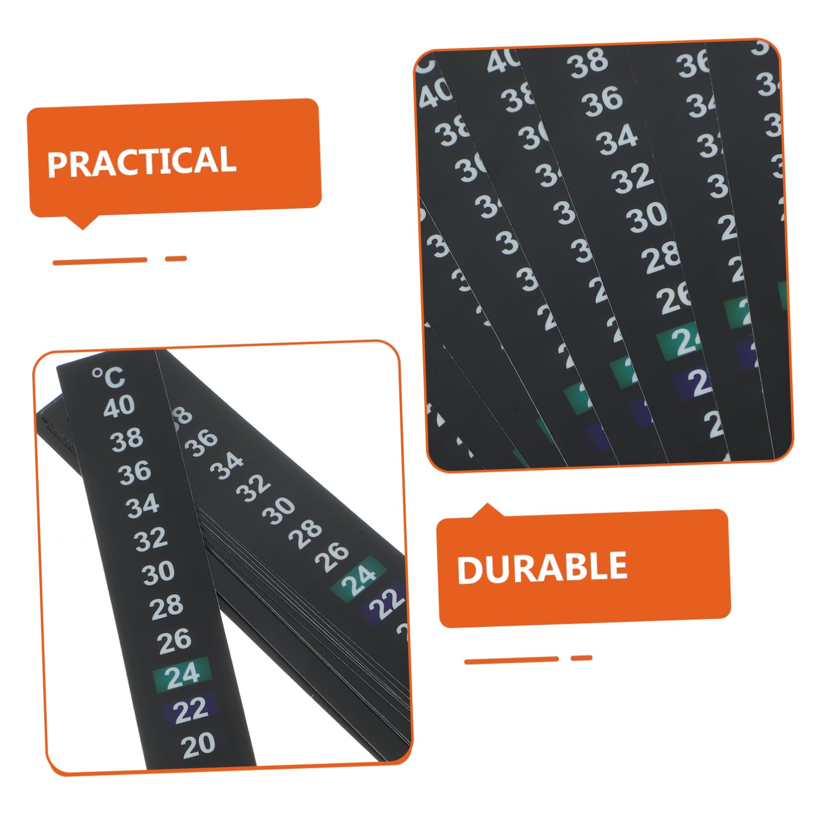 Ipetboom 150piezas Tira De Temperatura Interior Medición Precisa Cambio De Color Rango Para Acuarios y Reptiles Material Seguro Pet y Cristal Líquido