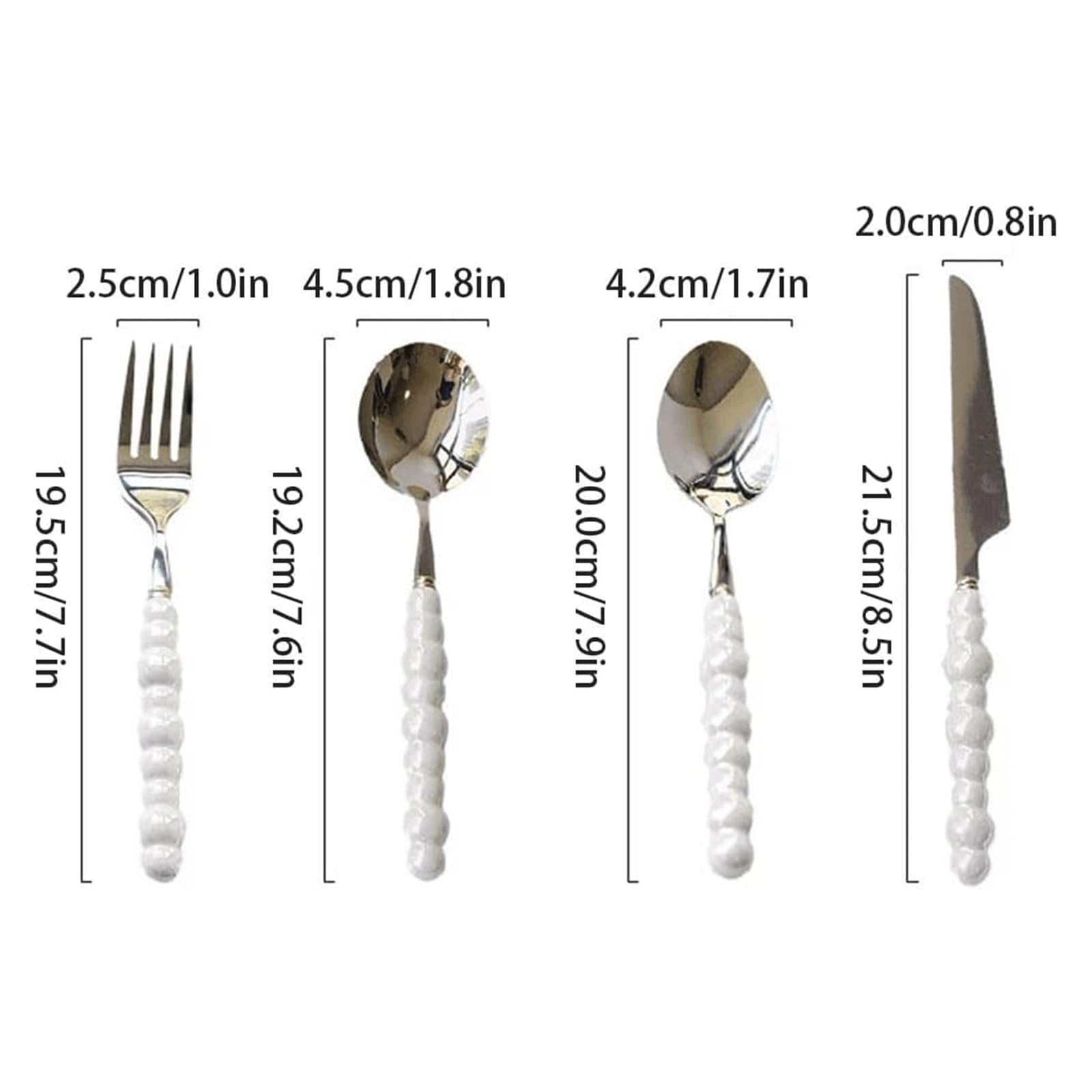 Rieort Ensemble d'argenterie 3/4 pièces Couteau Fourchette cuillère Manche en céramique fourchettes à dîner Ensemble de Couverts en Acier Inoxydable Ensemble de Vaisselle réutilisable