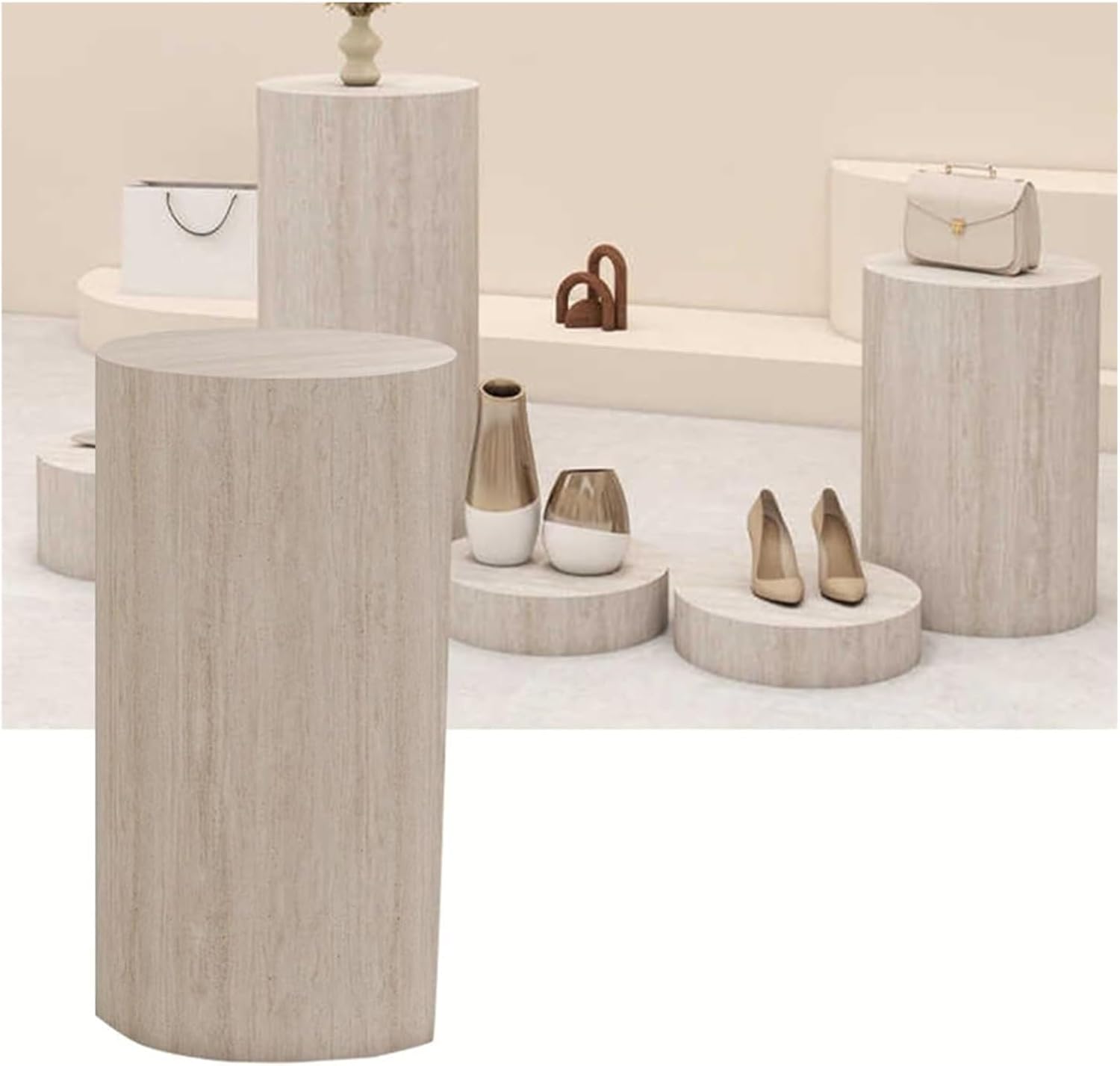 Wooden Cube Pedestal Stand for Mannequin Display, Floor Sculpture Base, Exhibition Decoration Column, Stylish Party Platform (40x40x60cm)