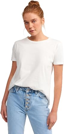 Dilvin Bisiklet Yaka Basic T-shirt Ekru ekru s