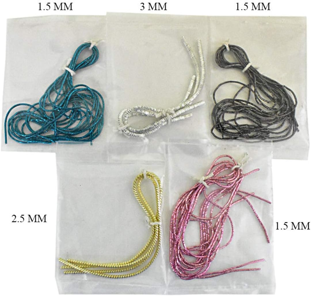 Embroiderymaterial Metallic Gimp French Bullion Wire Coil for Beading Pearls, Jewelry Making, Embroidery and Craft (1MM-3.5MM Thick) (Multi-Color)