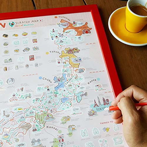 Good Weather Scratch Off Map Japan Decorative Art Poster Wall Decoration Food Landmark Visiting Travel Memory Japan Cuisine Attractions Tokyo Tower Sushi #TOP3