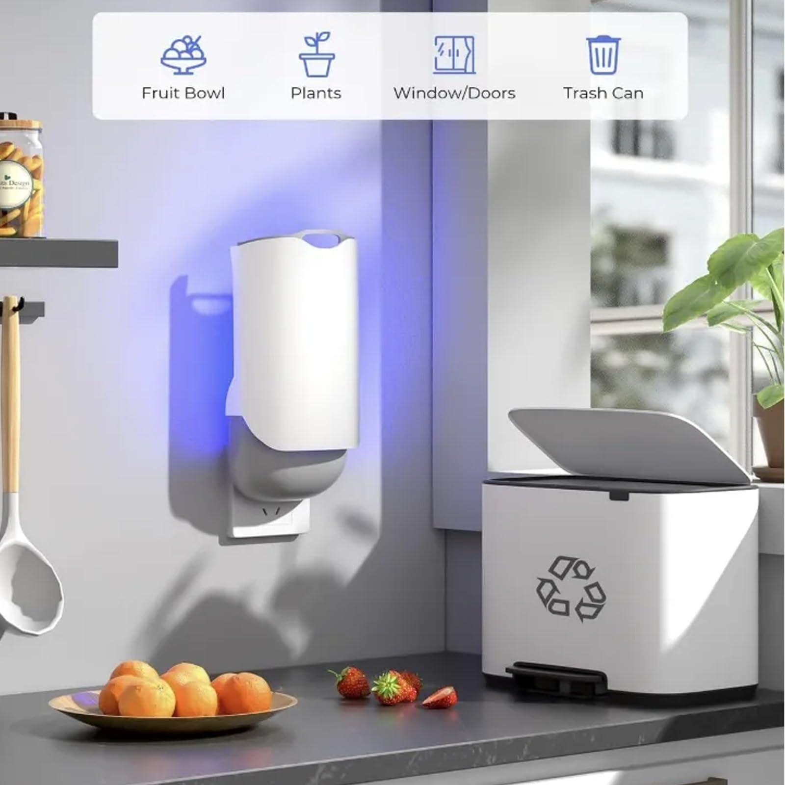 Lampada Antizanzare A Luce Blu UV – Trappola Elettrica Per Interni Ed Esterni, Copertura 80 M², Silenziosa, Con Vassoio Lavabile E Catena Per Sospensione