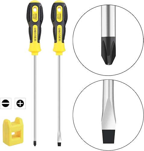 Miniatura 6 de Destornillador ranurado y Phillips, PH2 destornillador de cabeza cruzada de 8 pulgadas de largo y destornillador de hoja plana, 2 paquetes de