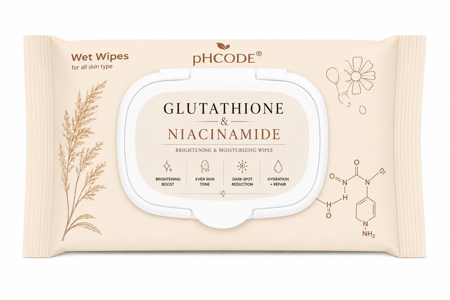 Glutathione & Niacinamide Brightening and Moisturizing Wet Wipes | Hydrating Facial & Body Cleansing Wipes | Aloe Vera & Glycerin | Paraben Free | For All Skin Types | 25 Wipes-picture-16