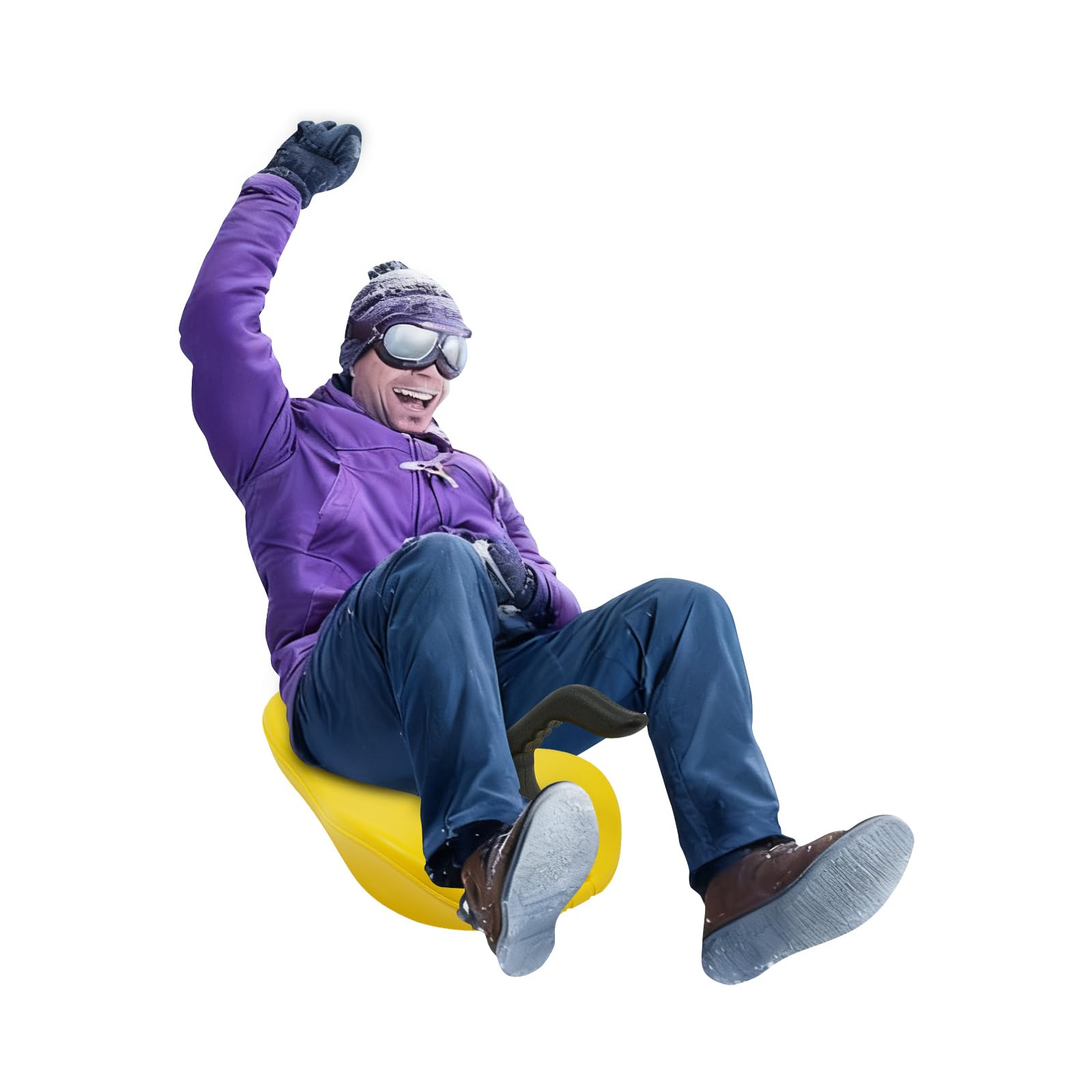 Luge en plastique robuste pour enfants et adultes, légère et maniable, capacité de charge 100 kg, pour des descentes d'hiver rapides, 58 x 42 x 36 cm