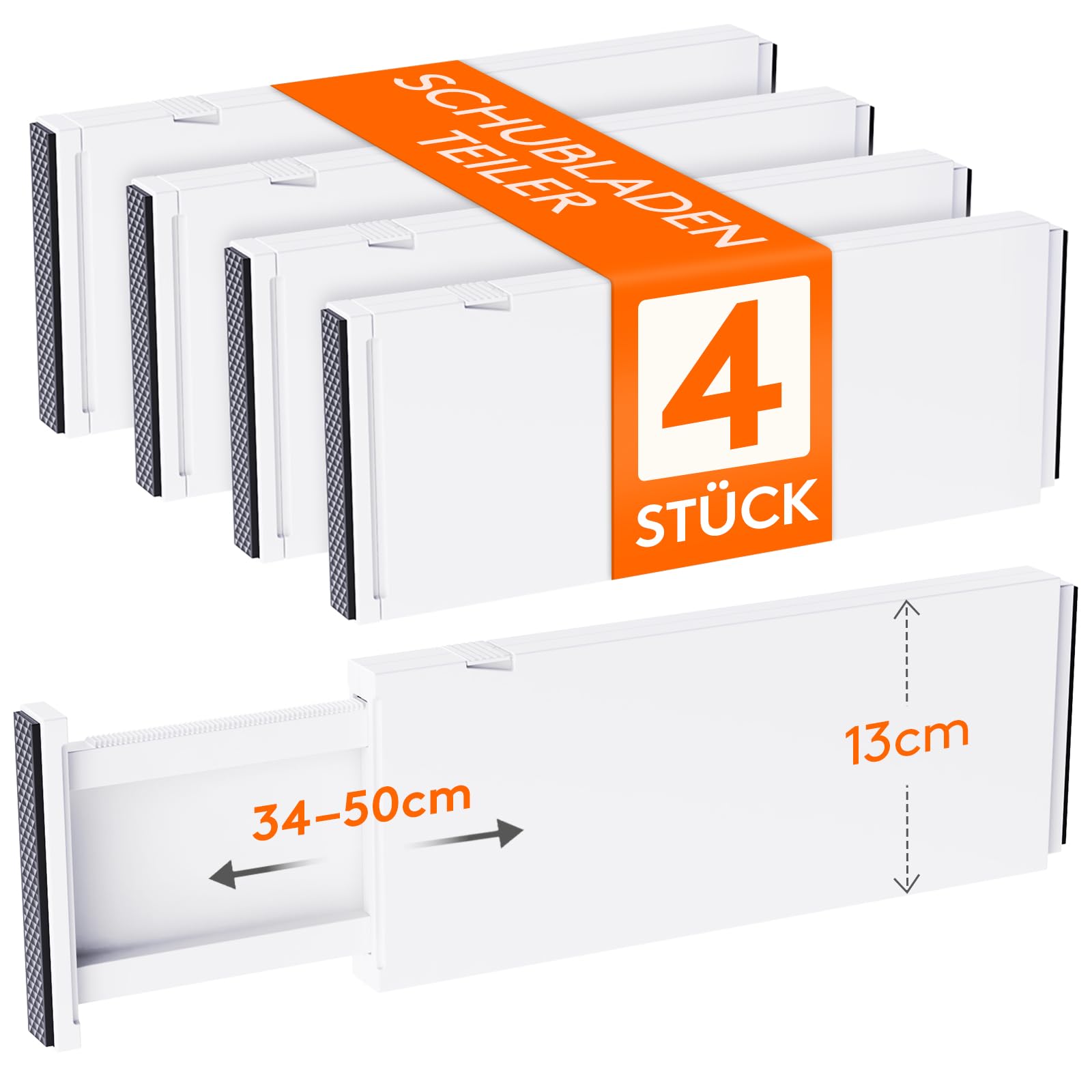 Lifewit 4 Set Schubladentrenner, Verstellbar Schubladen Trenner für Innenlänge 34 –50cm/13.5-22