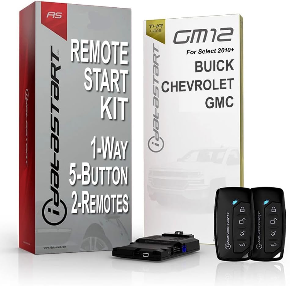 iDataStart Remote Starter KIT for Select Buick/Chevrolet/GMC Vehicles 2010+ w/3000ft Range (1-Way, 5-Button, 2-Remotes)