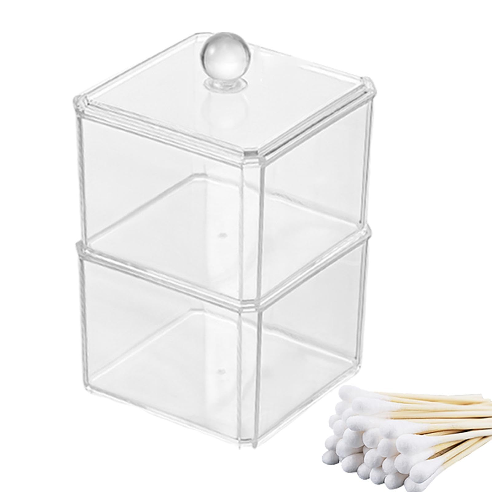 Distributeur De Coton-Tige 3pcs - Boîte De Rangement Avec Couvercle En Bambou Pour Salle De Bain - Porte-Tampons Et Boules De Coton En Destockage Et Reconditionné Chez