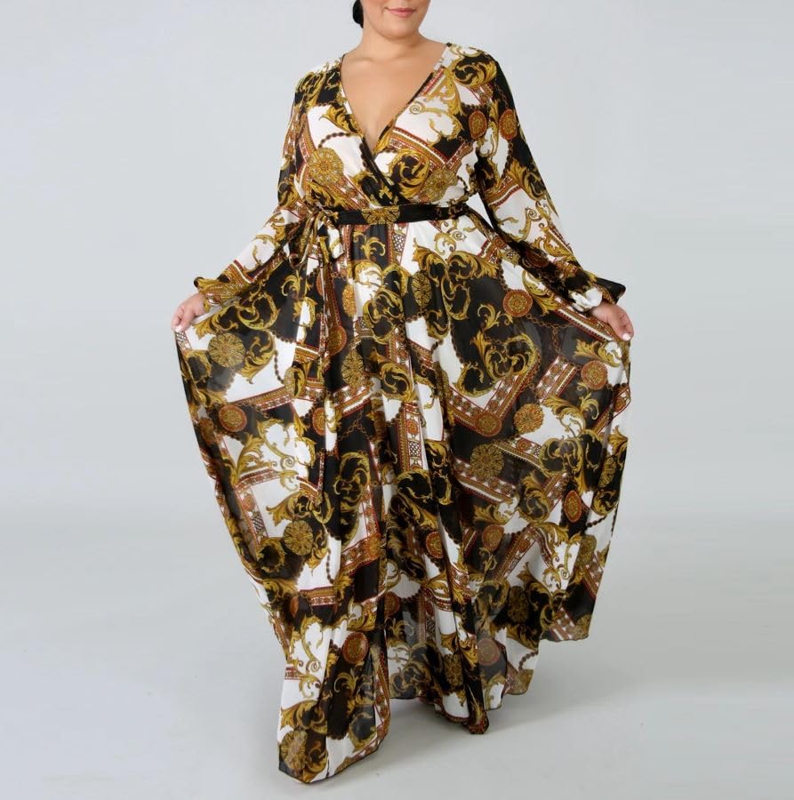 Robe longue femme grande taille au drapé fluide et coupe ample unique - 3