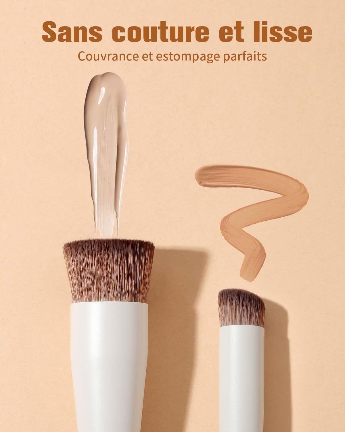 EIGSHOW Pinceau pour fond de teint et anticernes, pinceau de maquillage à double extrémité pour un fond de teint impeccable et un anticernes de précision, végétalien et sans cruauté (D110 Beige)