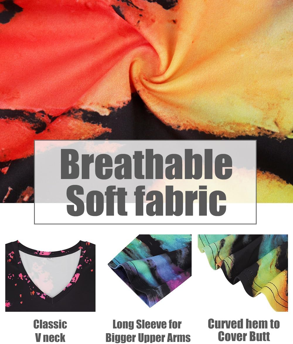 CARCOS Womens Plus Size Tops Long Sleeve Shirts V Neck Tunic Floral Blouses XL-5X - Image 2