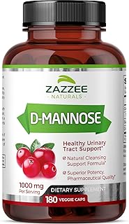Zazzee D-Mannose 1000 mg per Serving, 180 Vegan Capsules, 3 Month Supply, Potent & Fast-Acting, Natural Cleansing Support Urinary Tract Health, 100% Pure, Non-GMO, All-Natural, Made in The USA