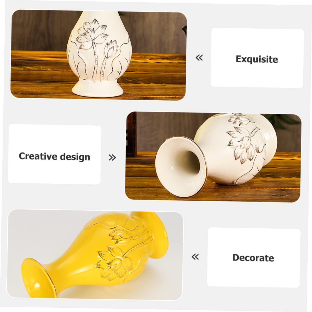 DOITOOL 2pezzi Vaso in Ceramica per Fiori di Loto Composizione Floreale in Ceramica Vaso Decorativo Moderno per Esposizione di Fiori per Secchi