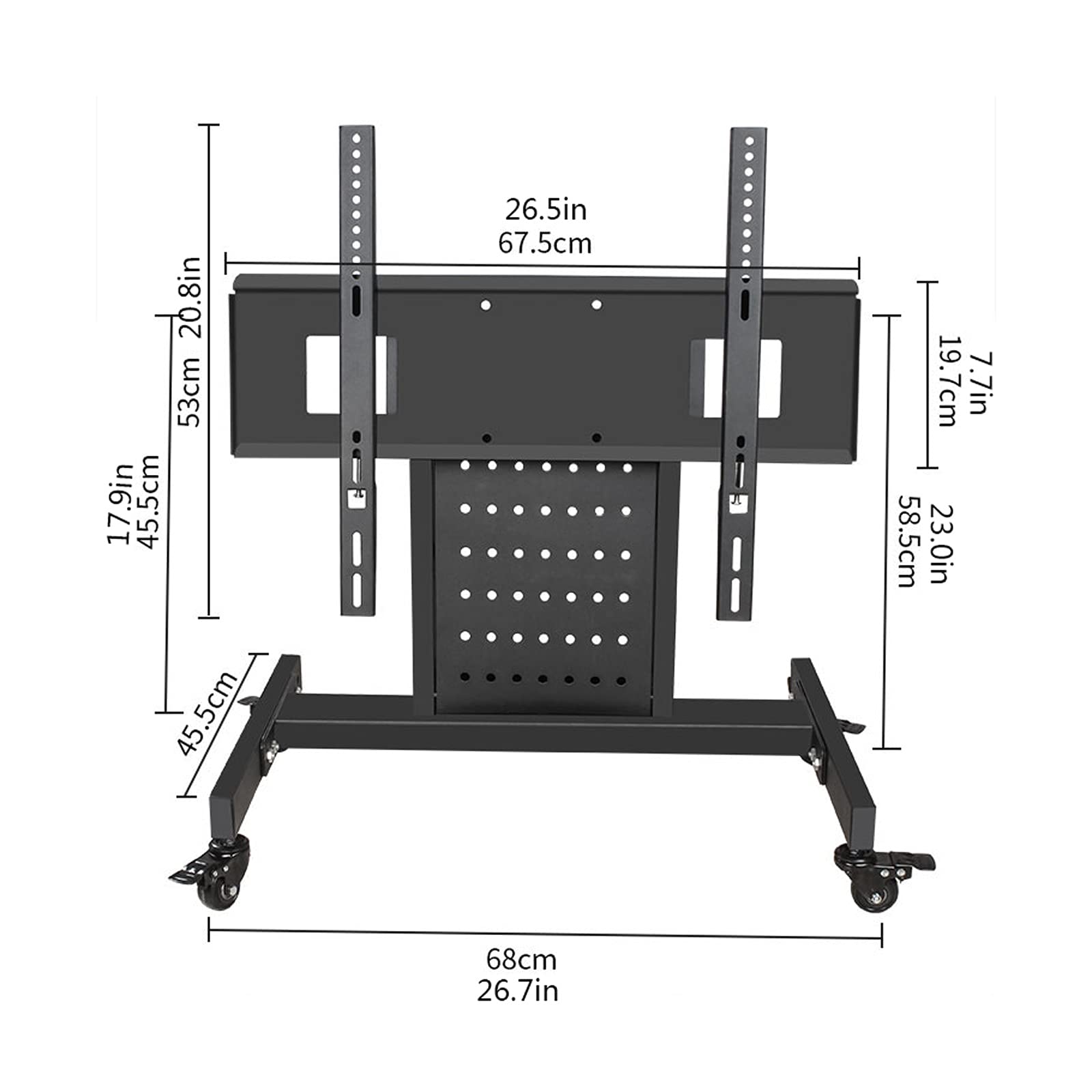 tv Stand Piano in piedi TV Carrello mobile 32 "-75" Mobile Commerciale TV Stand con 4 rulli universali Doppia colonna Tilts rotazione TV Supporto, tiene fino a 110 libbre .per casa, ufficio