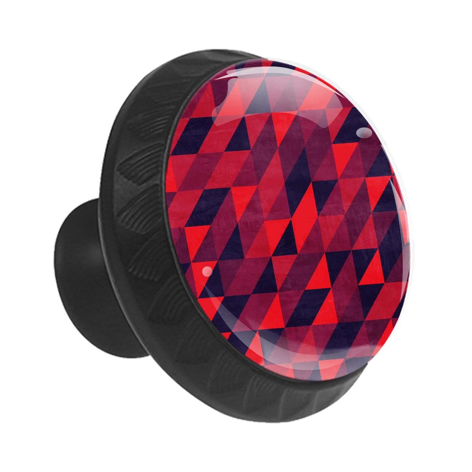 Boutons pour armoires et tiroirs ergonomiques motif géométrique moderne rouge