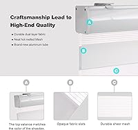 Vista 6 de MYshade Persianas enrollables tipo cebra para ventanas, sin cordón, para filtrar la luz diurna y nocturna, persianas enrollables de doble capa 36 x
