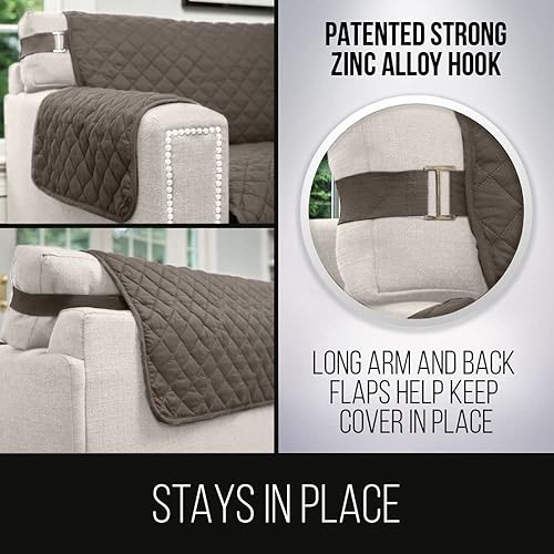 Miniatura 4 de Sofa Shield - Funda de sofá biplaza patentada, asiento 54pulgadas, protector de cojín grande, reversible, antimanchas y desgarros, microfibra