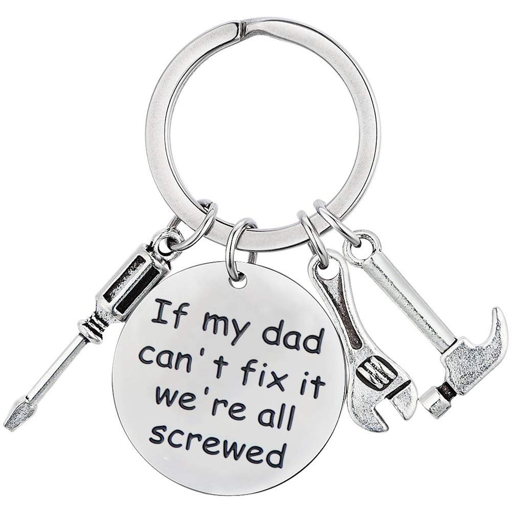 XGAKWD Dad Papa Funny Keychain Gift for Fathers Day, If My Dad Can't Fix It We're All Screwed, Christmas Birthday Key Chain for Father