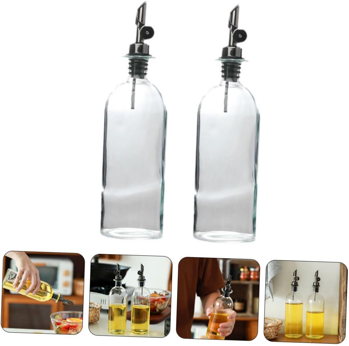 2pcs Glass Oil Dispenser Bottle for Kitchen Seasoning and Vinegar Storage Practical Oil Container for Cooking and Sauces Easy to Use and Clean