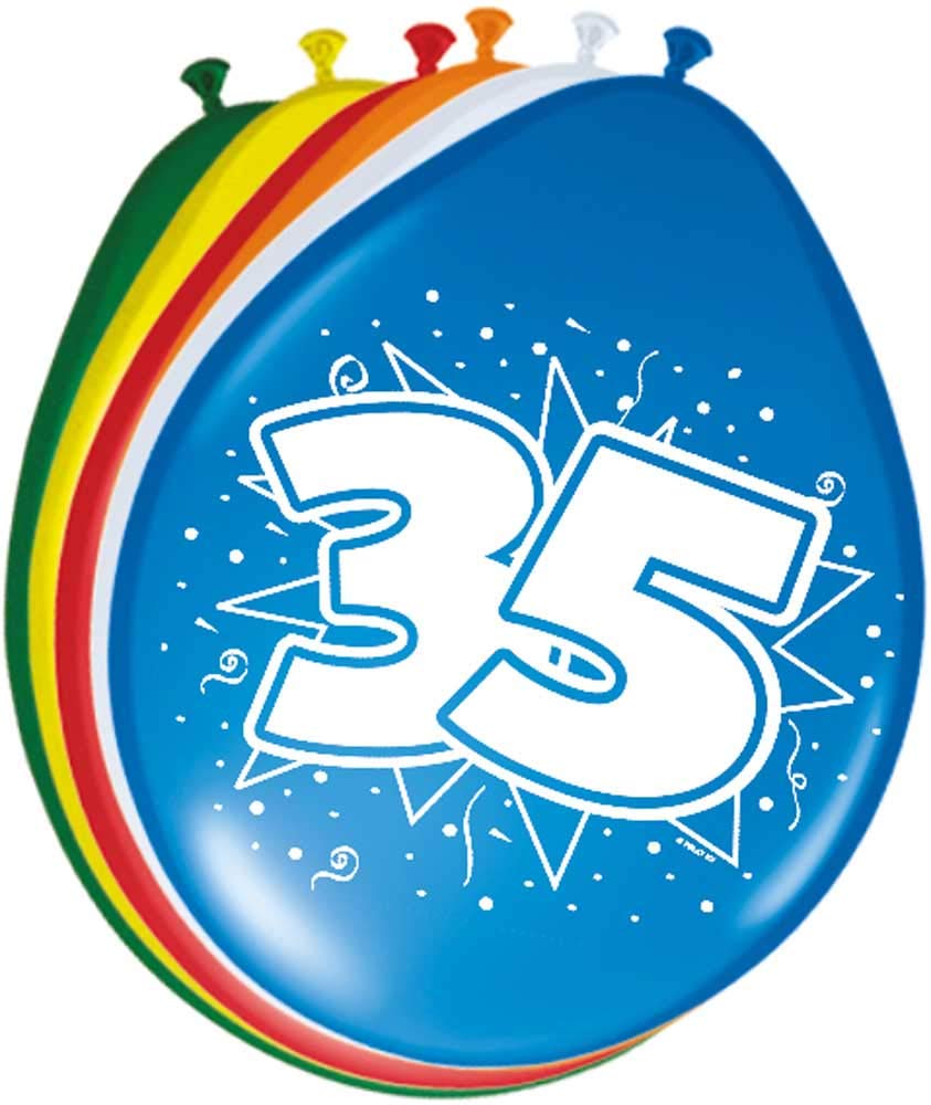 Folat 08223 35th Birthday Balloons 30 cm - 8 pieces, Multi Colors, Costumes