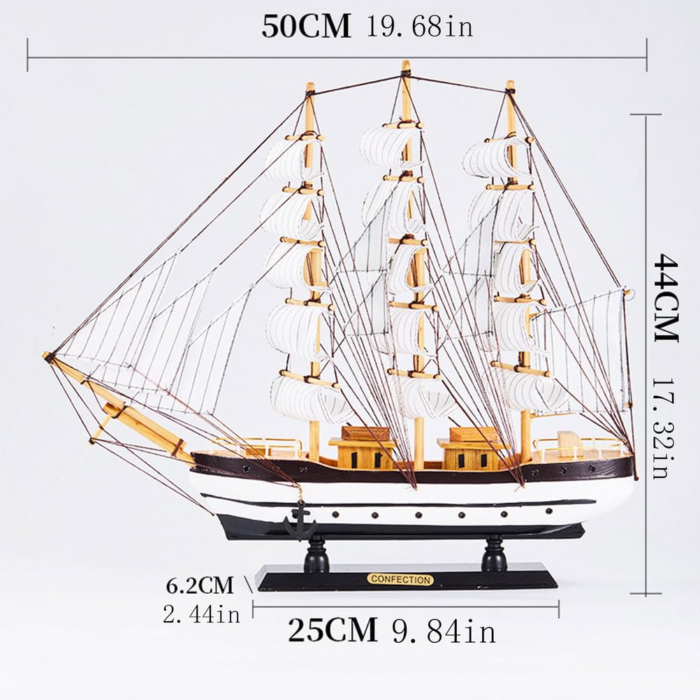 YLME Segelboot Modell Aus Holz, Europäisches Großsegelschiff, Nautische Dekoration Für Zuhause Und Büro, Handgefertigtes Maritimes Ornament Mit Stoffsegeln, Geschenk Für Männer/Geschichtsbegeisterte