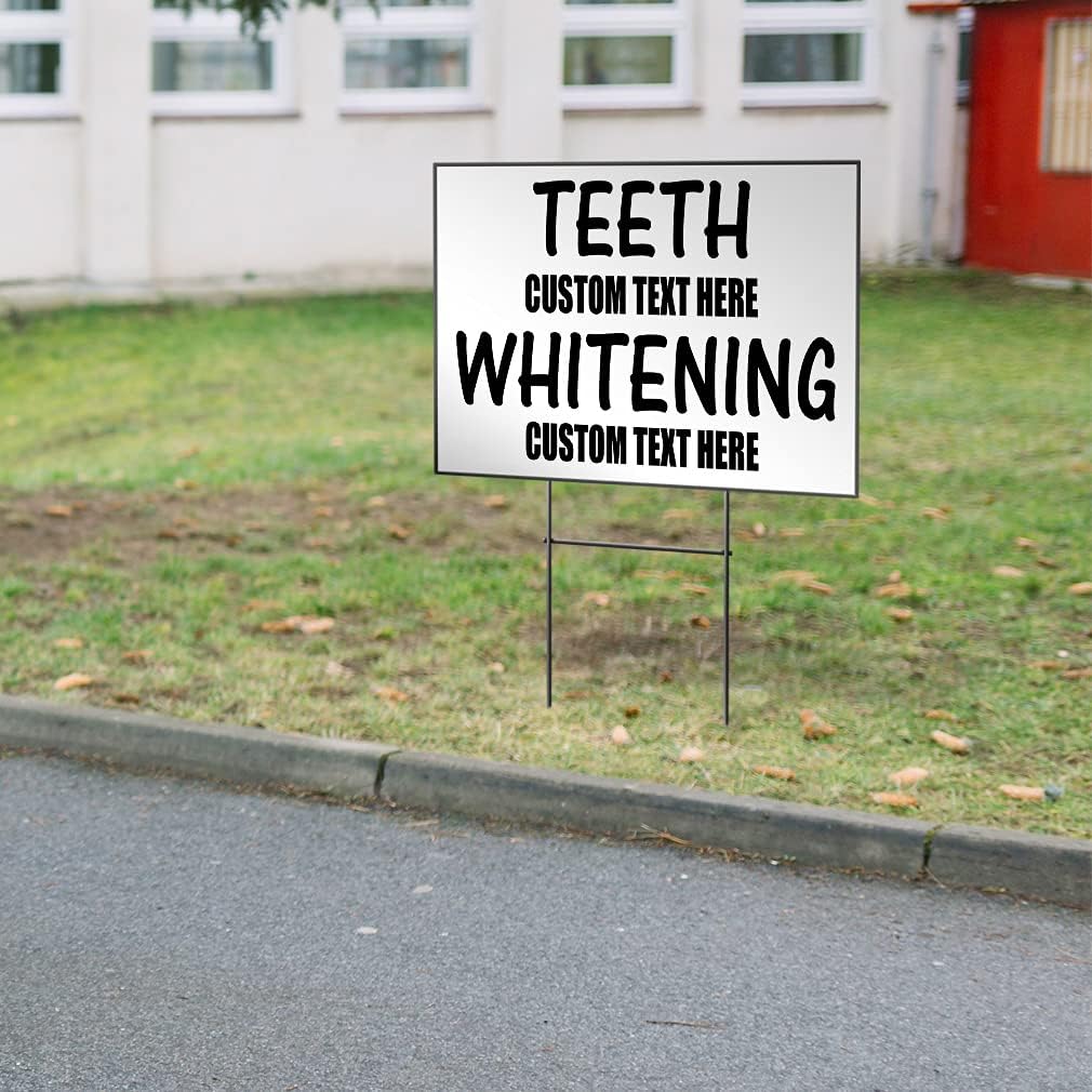 Fastasticdeals Custom Weatherproof Yard Sign Dentists Teeth Whitening #1 Advertising Printing Lawn Garden 18x12 Inches 2 Sides Print Personalized Text Here