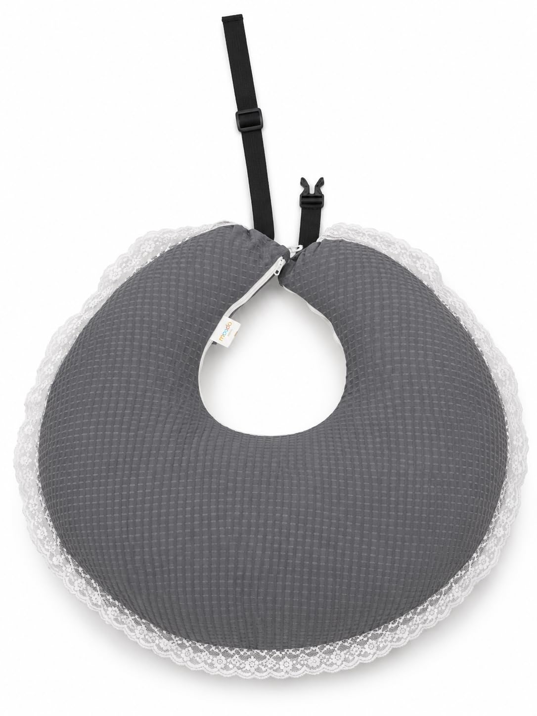 Adorables 5-in-1 Baby Feeding Pillow for Newborn & Infants | Cotton Maternity Breastfeeding & Nursing Pillow | 0–24 Months | Adjustable Strap, Removable Washable Cover (Grey & White)-image-42