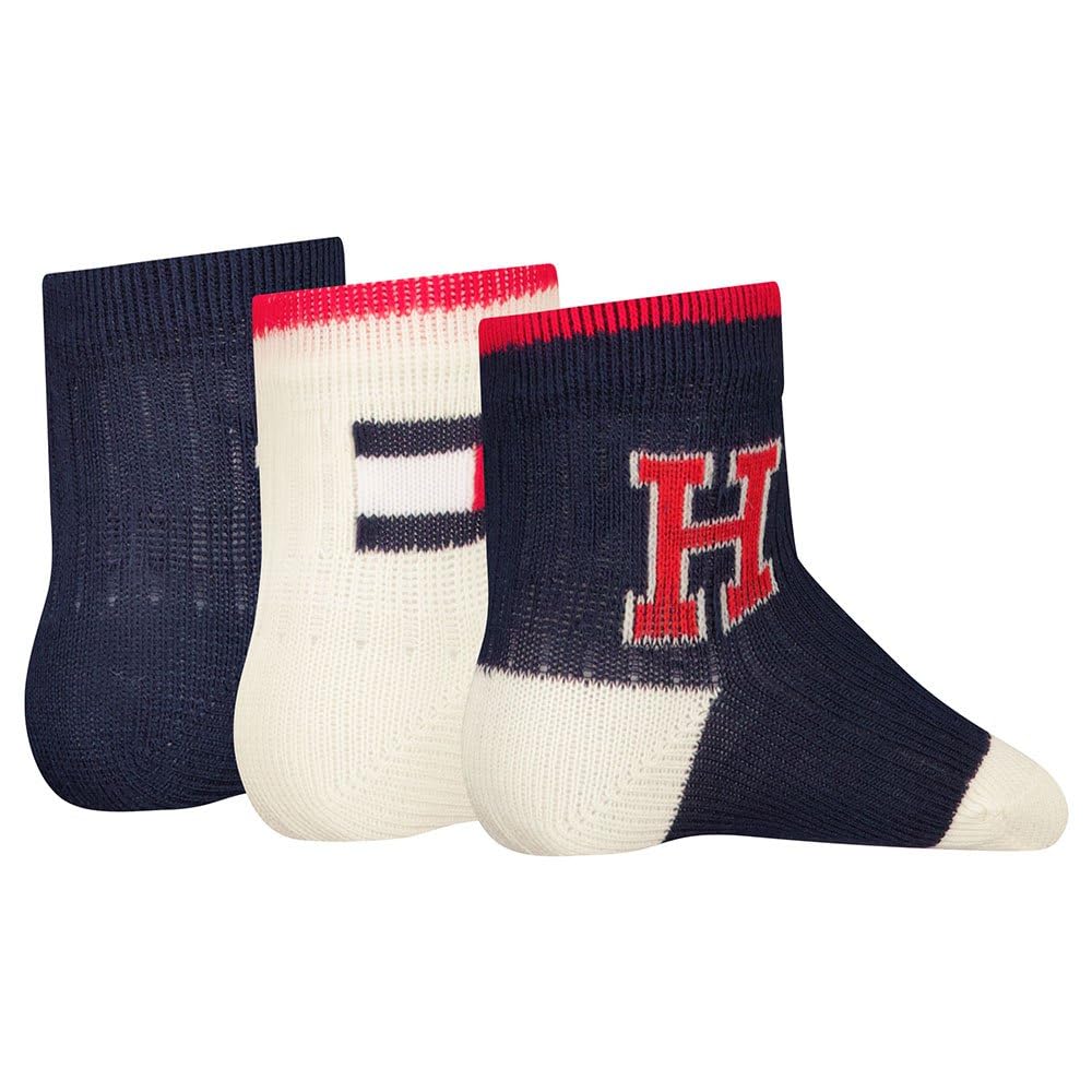 Tommy Hilfiger Iconic Caja de Regalo de Calcetines (Pack de 3) Unisex bebé