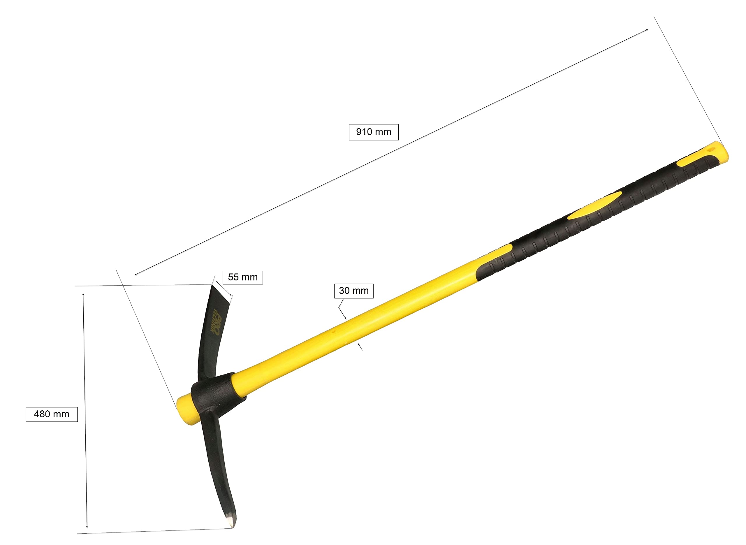KOTARBAU® Azada cruzada x kg con mango de fibra de vidrio, azada para aflojar suelos duros (1,5 kg)