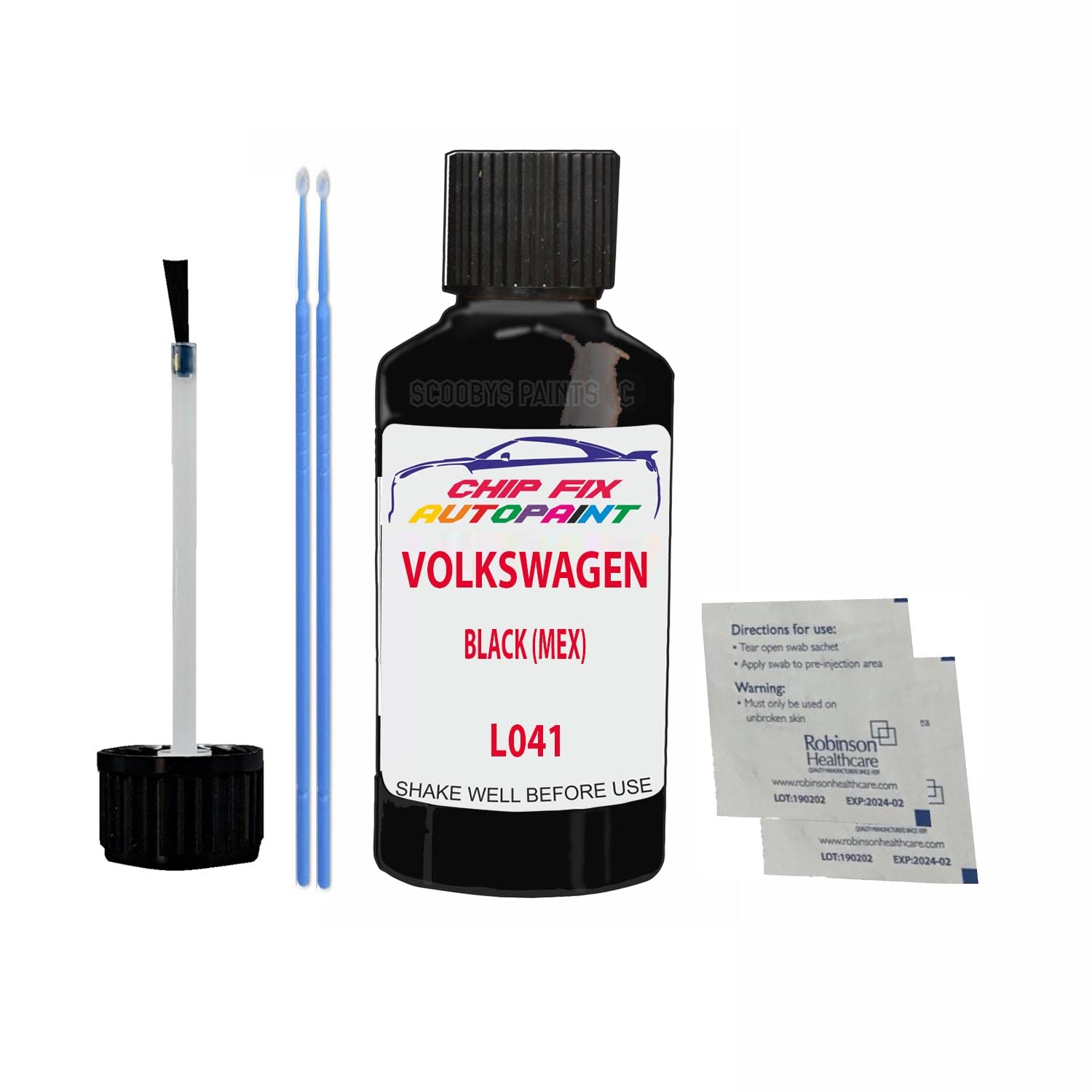 Scoobys Paints Back In The Mix Black (Mex) Touch Up Paint For Volkswagen/Vw Beetle L041 1967-2021 30Ml Bottle Brush Scratch Stone Chip Repair Pen
