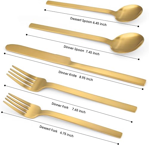 Miniatura 8 de Juego de cubiertos negros de 40 piezas para 8 personas, juego de utensilios de cocina de acero inoxidable, cucharas y tenedores, acabado mate, apto