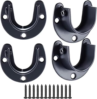 Staffa Per Rivestimento Del Sedile Flangia Per Tenda Appendiabiti Per Doccia in Acciaio Inossidabile Staffa Per Guida di Lino Con Vite a Forma di u Flangia Set di Aste (Nero, 25 Mm)