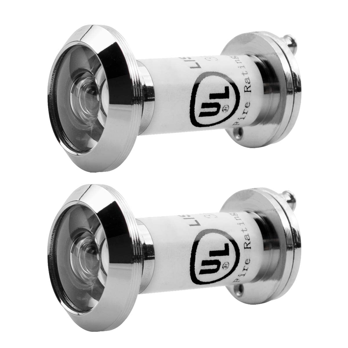 SANATO Türspion aus poliertem Chrom, UL-gelistet, feuerfest, mit robustem Schließer, 200 Grad, Durchmesser 14 mm, passend für Türstärken von 35–60 mm, 2 Stück