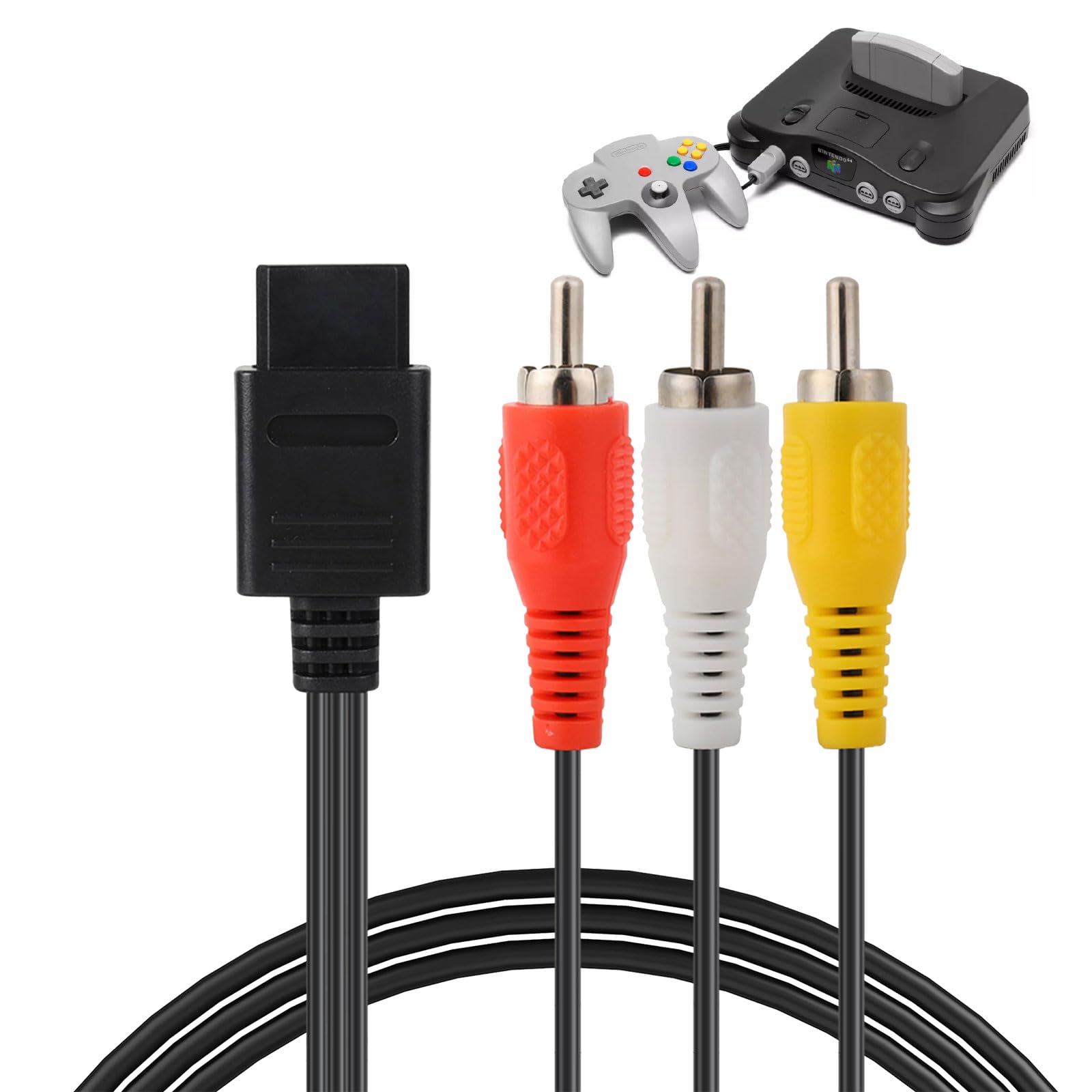 N64 AV Cable, AV Cable Composite Video Cord Compatible with Nintendo 64/N64/GameCube/Super Nintendo SNES TV Game, Excellent Picture and Sound for Game Cube, N64, GC and SNES (6 Feet)