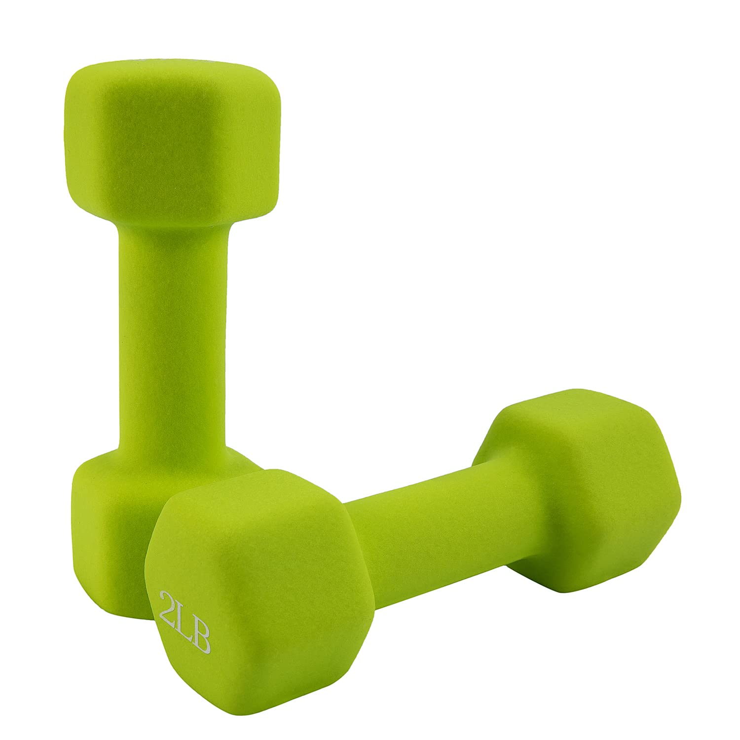doubob Weights Dumbbells set of 2 Fitness for Man Woman Home Gym Health Exercise 2LB Green Rubber Hex Dumb Bells