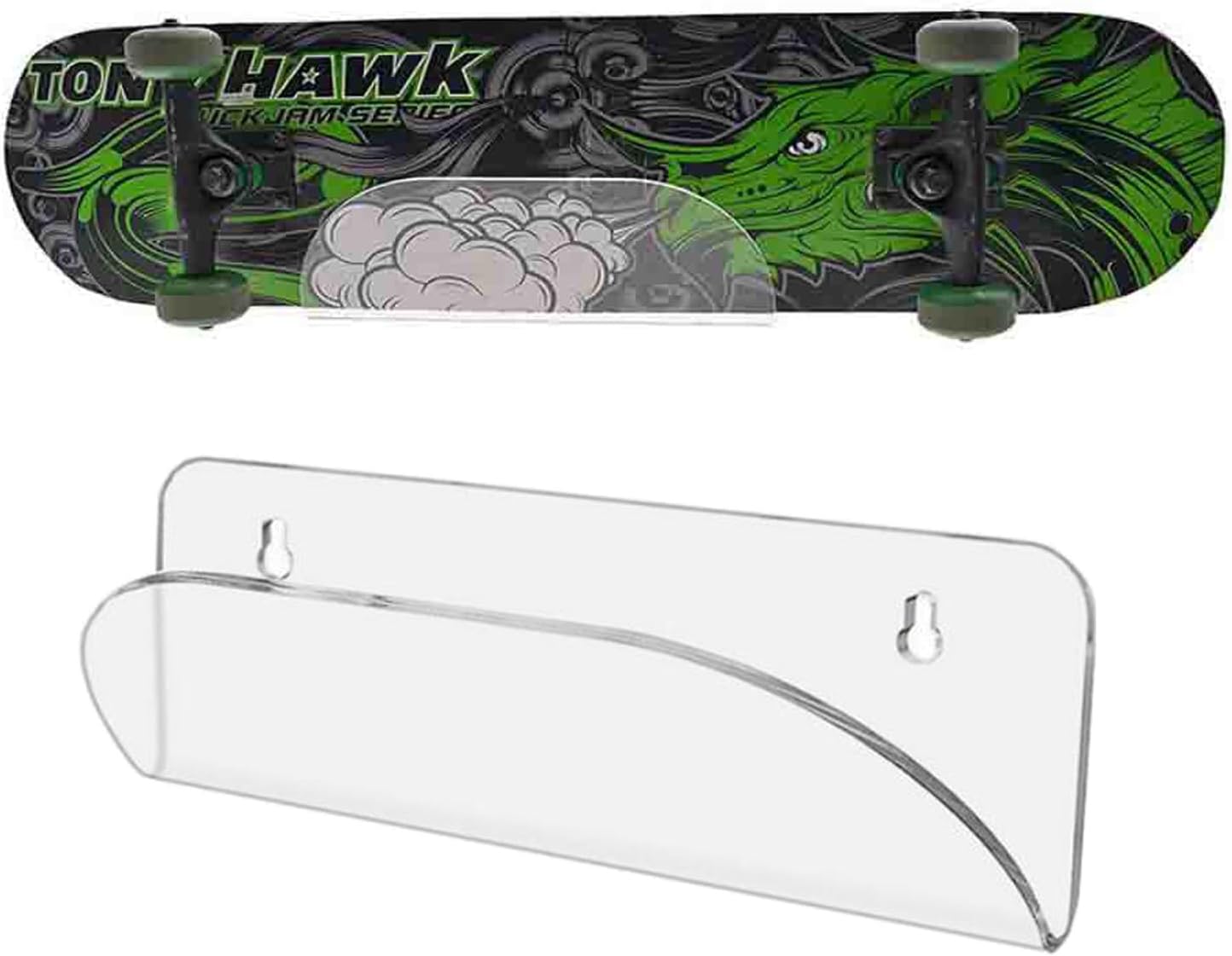 BiJun Skateboard Wall Mount Display Rack Skateboard Hanger Wall Mount Deck Clear Display and Storage Longboard Deck Horizontal Display Stand