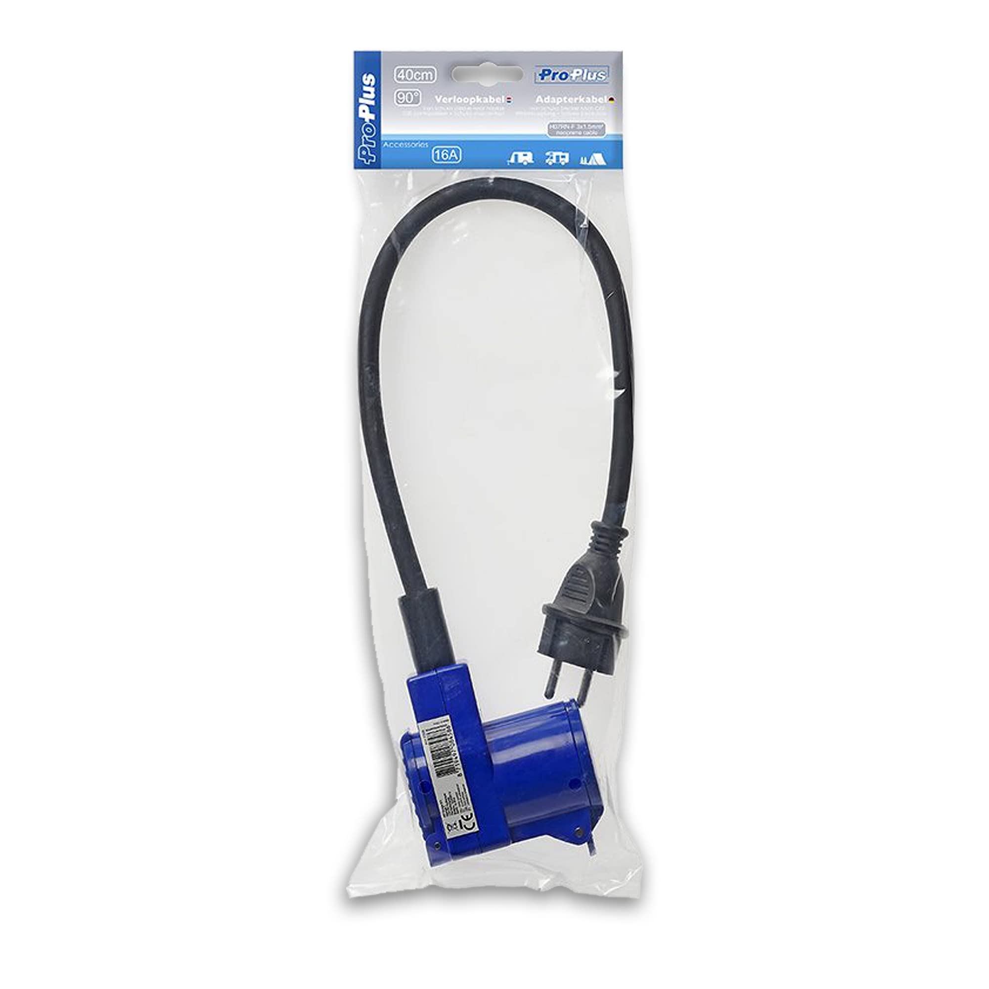 ProPlus Câble Adaptateur 40cm fiche Schuko vers Prise coudée CEE + Prise Schuko
