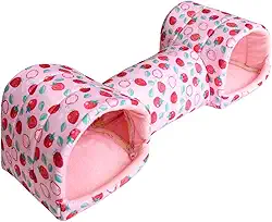 Abrigo para Hamster E Túnel de Porquinho Da Índia, Casa para Pequenos Animais, Morango Rosa