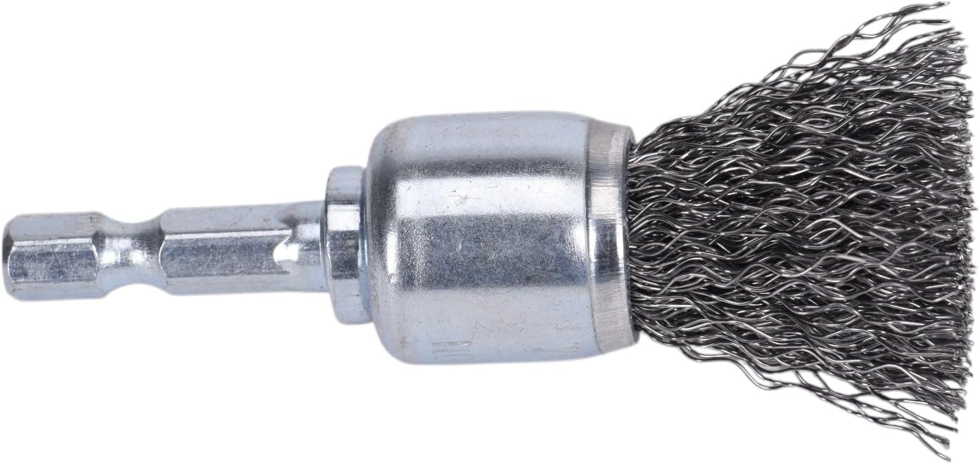 Century Drill & Tool 76203 Coarse Crimped Wire End Brush, 3/4" – Removes Rust, Paint, Weld Spatter, Ideal for Recessed Areas, Pipes, and Spot Cleaning